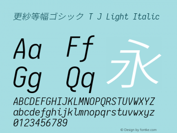 更紗等幅ゴシック T J Light Italic 图片样张