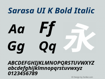 Sarasa UI K Bold Italic Version 0.10.2; ttfautohint (v1.8.3) Font Sample