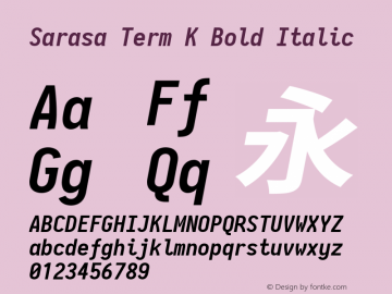 Sarasa Term K Bold Italic Version 0.10.2; ttfautohint (v1.8.3) Font Sample