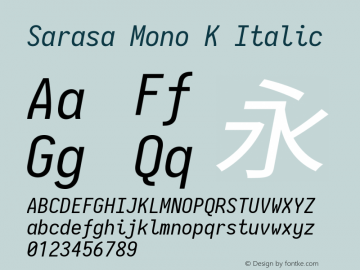 Sarasa Mono K Italic Version 0.10.2; ttfautohint (v1.8.3)图片样张