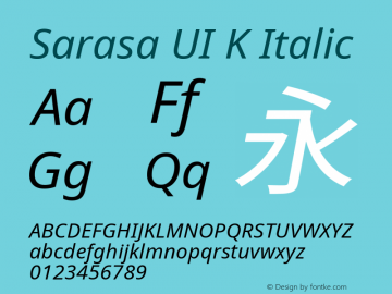 Sarasa UI K Italic Version 0.10.2; ttfautohint (v1.8.3) Font Sample