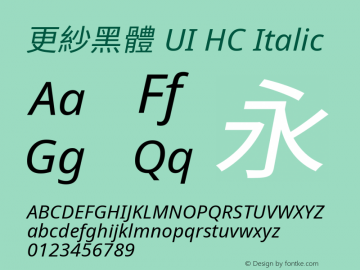 更紗黑體 UI HC Italic 图片样张