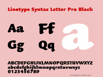 LinotypeSyntaxLttrPro-Blk Version 1.00 Font Sample