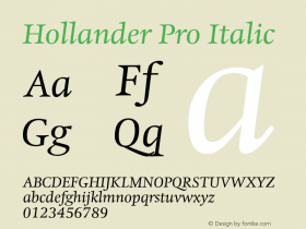 HollanderPro-Italic Version 1.00 Font Sample