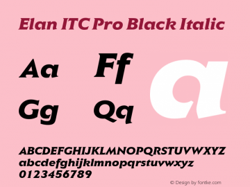 ElanITCPro-BlackItalic Version 1.00; 2007 Font Sample