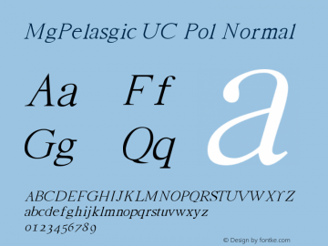 MgPelasgic UC Pol Normal Macromedia Fontographer 4.1 3‐03‐99图片样张