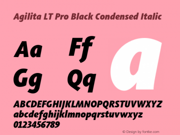 AgilitaLTPro-BlackCondIt Version 1.01 Font Sample