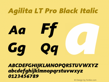 AgilitaLTPro-BlackItalic Version 1.01 Font Sample