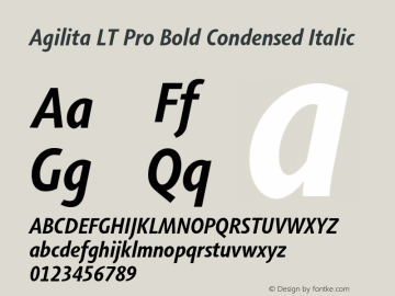 AgilitaLTPro-BoldCondIt Version 1.01 Font Sample