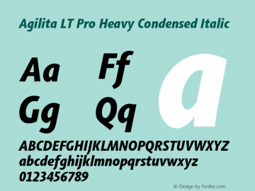 AgilitaLTPro-HeavyCondIt Version 1.01 Font Sample