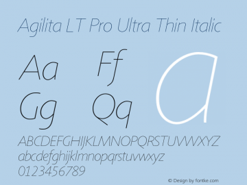 AgilitaLTPro-UltraThinIta Version 1.01 Font Sample