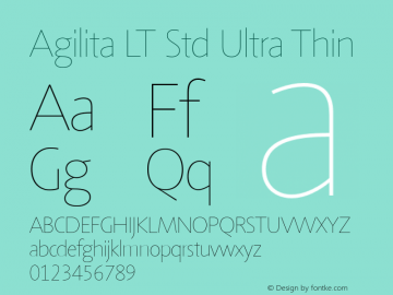 AgilitaLTStd-UltraThin Version 1.00 Font Sample