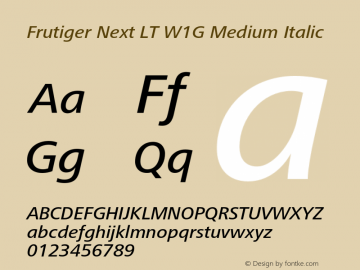 FrutigerNextLTW1G-MediumIta Version 2.000 Font Sample