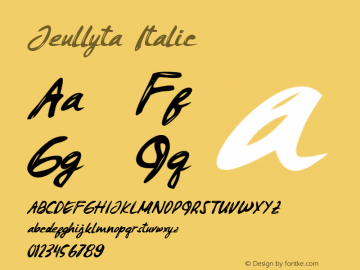 Jeullyta Italic Version 1.00;March 28, 2020;FontCreator 11.0.0.2365 64-bit图片样张