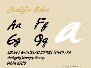 Jeullyta Italic Version 1.00;March 23, 2020;FontCreator 11.0.0.2365 64-bit图片样张
