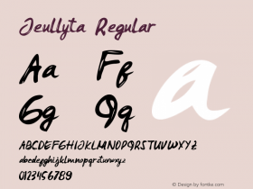 Jeullyta Version 1.00;March 23, 2020;FontCreator 11.0.0.2365 64-bit Font Sample