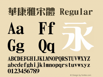 華康雅宋體 1 July., 2000: Unicode Version 2.00图片样张
