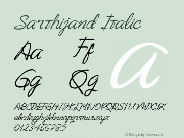 Sarthijand Italic Version 1.00;April 1, 2020;FontCreator 11.5.0.2430 64-bit Font Sample