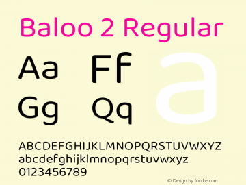 Baloo 2 Regular Version 1.640;hotconv 1.0.111;makeotfexe 2.5.65597; ttfautohint (v1.8.3) Font Sample