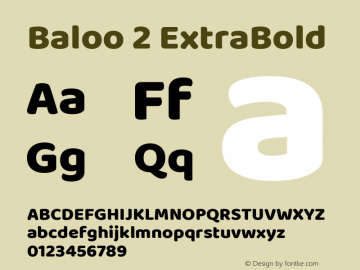 Baloo 2 ExtraBold Version 1.640;hotconv 1.0.111;makeotfexe 2.5.65597; ttfautohint (v1.8.3) Font Sample