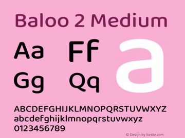 Baloo 2 Medium Version 1.640;hotconv 1.0.111;makeotfexe 2.5.65597; ttfautohint (v1.8.3) Font Sample