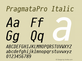 PragmataPro Italic Version 0.828图片样张