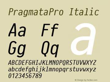 PragmataPro Italic Version 0.828 Font Sample