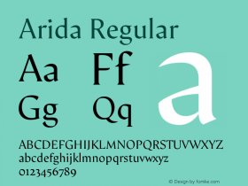 Arida-Regular Version 15.000;hotconv 1.0.109;makeotfexe 2.5.65596 Font Sample