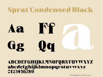 Sprat Condensed Black Version 1.001;hotconv 1.0.109;makeotfexe 2.5.65596 Font Sample
