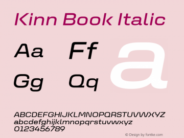 Kinn Book Italic Version 1.00 Build 0718 Font Sample
