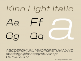 Kinn-LightItalic Version 1.00 Build 0718 Font Sample