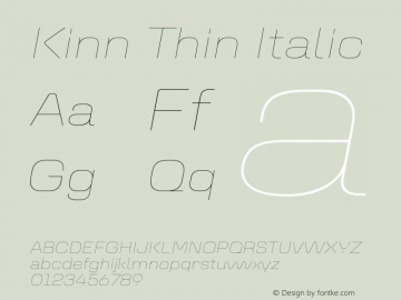 Kinn Thin Italic Version 1.00 Build 0718图片样张