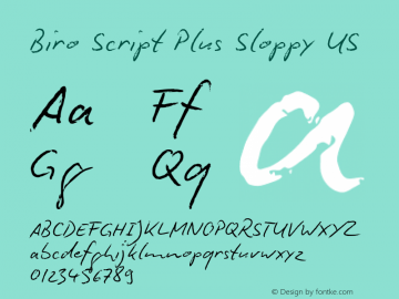 Biro Script Plus Sloppy US Version 8.013 Font Sample