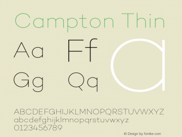 Campton Thin Version 1.002;PS 001.002;hotconv 1.0.88;makeotf.lib2.5.64775 Font Sample