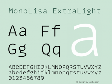 MonoLisa-ExtraLight Version 1.303 Font Sample