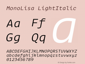 MonoLisa Light Italic Version 1.303 Font Sample