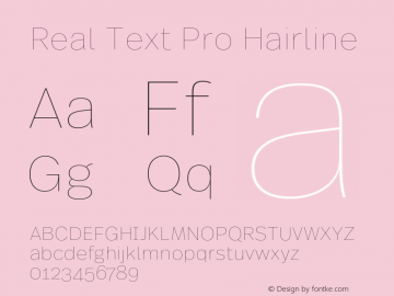 Real Text Pro Hairline Version 7.601, build 13, g2.5.2.1165, s3 Font Sample