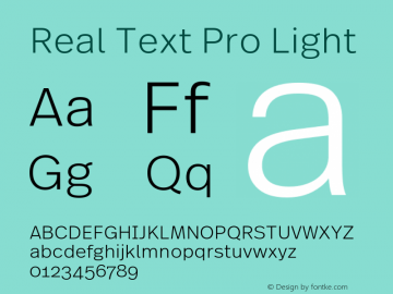 Real Text Pro Light Version 7.601, build 13, g2.5.2.1165, s3 Font Sample