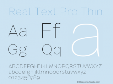 Real Text Pro Thin Version 7.601, build 13, g2.5.2.1165, s3 Font Sample