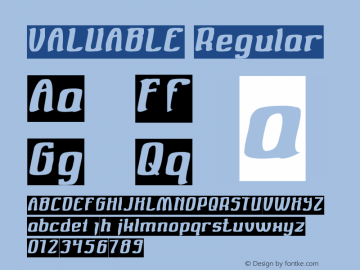 VALUABLE Version 1.00;October 18, 2019;FontCreator 11.5.0.2430 64-bit Font Sample