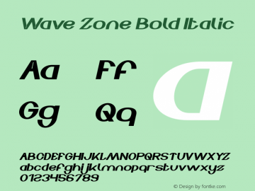 Wave Zone Bold Italic Version 1.00;November 3, 2019;FontCreator 11.5.0.2430 64-bit图片样张