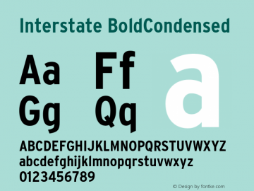 Interstate BoldCondensed Macromedia Fontographer 4.1 3/29/01 Font Sample