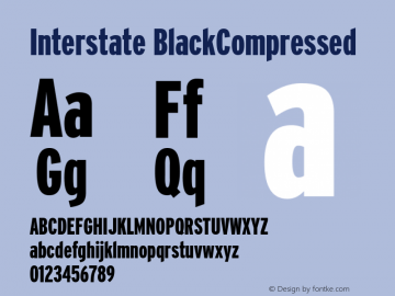 Interstate BlackCompressed Macromedia Fontographer 4.1 3/29/01 Font Sample