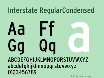 Interstate RegularCondensed Macromedia Fontographer 4.1 3/29/01 Font Sample