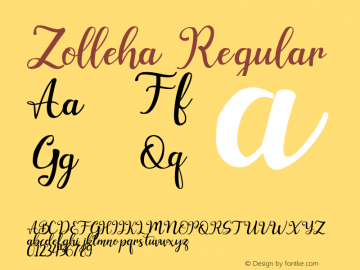Zolleha Version 1.00;March 24, 2020;FontCreator 11.5.0.2427 32-bit Font Sample