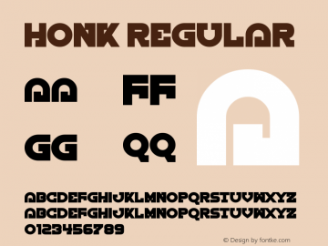 Honk Version 1.00;March 27, 2020;FontCreator 11.5.0.2430 64-bit图片样张