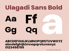 Ulagadi Sans Bold Version 3.01;March 29, 2020;FontCreator 12.0.0.2522 64-bit; ttfautohint (v1.6)图片样张