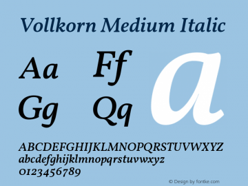 Vollkorn Medium Italic Version 4.105图片样张