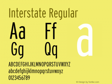 Interstate Regular Version 001.000 Font Sample
