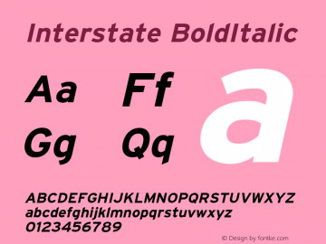 Interstate BoldItalic 001.000 Font Sample